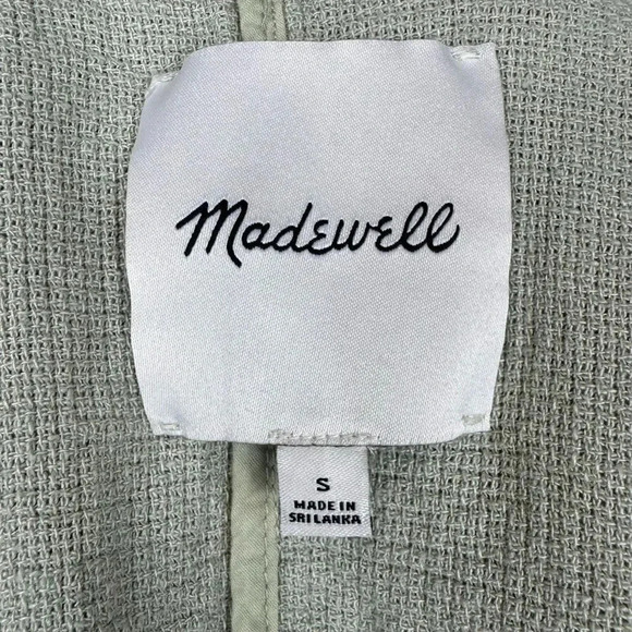 Madewell Oversized Blazer Jacket Small Green Linen Blend Single Breasted Pockets - Picture 5 of 6